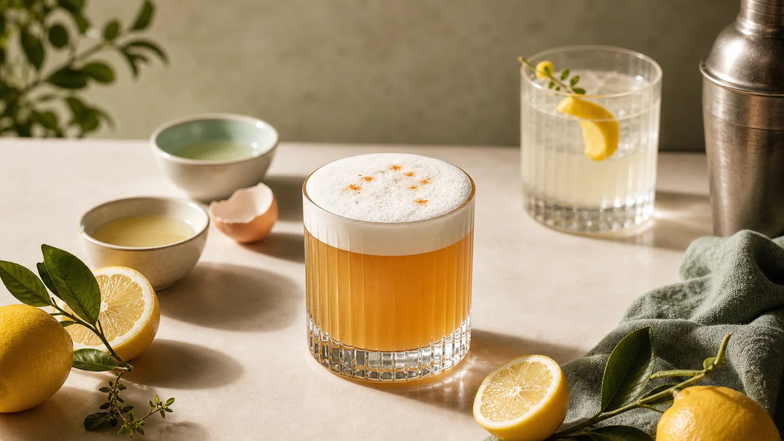 Cocktail Sour présenté avec trois options de texture et de mousse