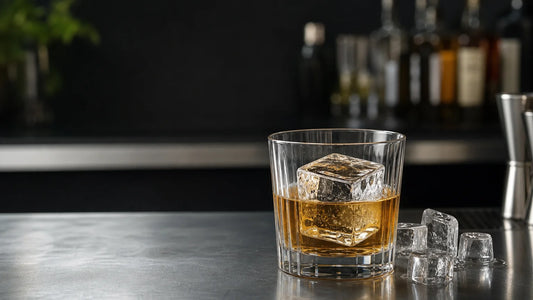 Cocktail servi avec un grand glaçon transparent